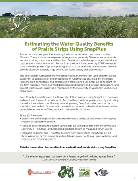 Estimating the Water Quality Benefits of Prairie Strips Using SnapPlus